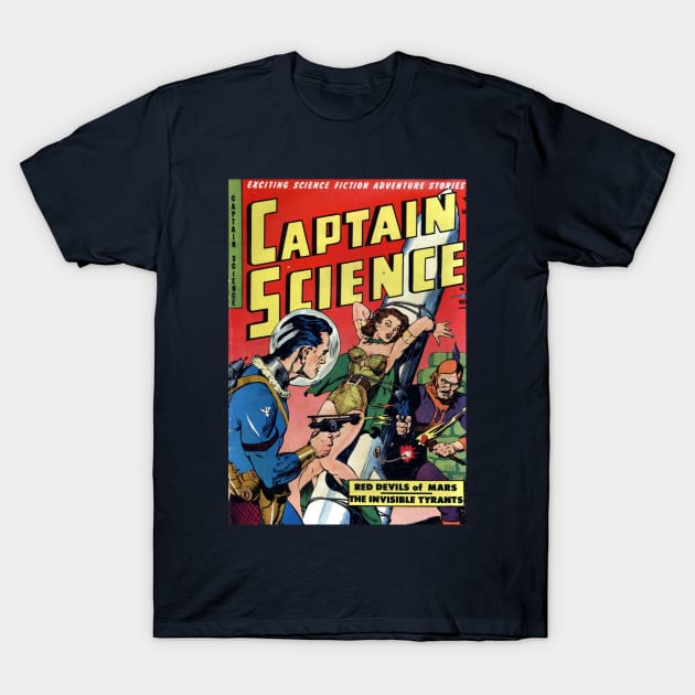 Captain Science Rocket Comic Cover T-Shirt by Weirdette